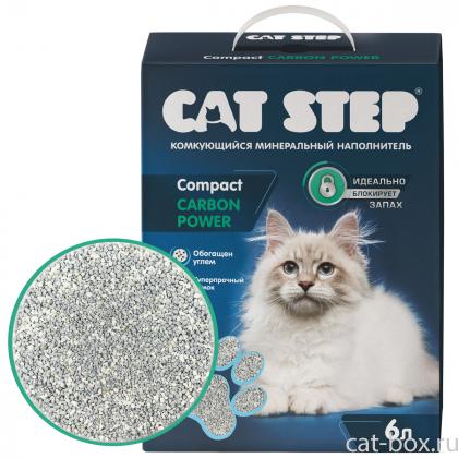 Наполнитель комкующийся минеральный CAT STEP Compact Carbon Power, 6л, 5кг-0