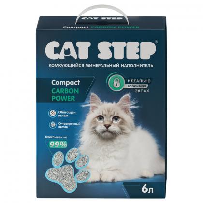 Наполнитель комкующийся минеральный CAT STEP Compact Carbon Power, 6л, 5кг-2