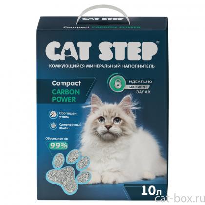 Наполнитель комкующийся минеральный CAT STEP Compact Carbon Power, 10л, 8,4кг-0