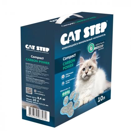 Наполнитель комкующийся минеральный CAT STEP Compact Carbon Power, 10л, 8,4кг-3