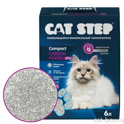 Наполнитель комкующийся минеральный CAT STEP Compact Carbon Power Plus, 6л, 5кг-0
