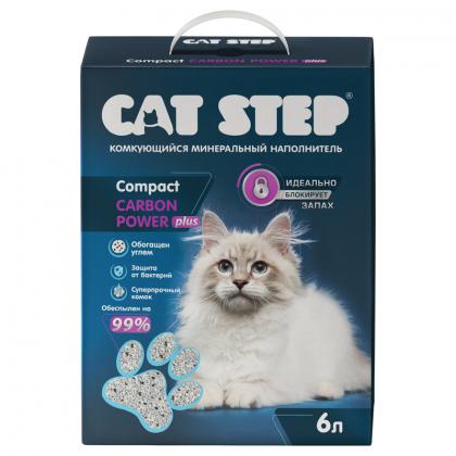 Наполнитель комкующийся минеральный CAT STEP Compact Carbon Power Plus, 6л, 5кг-1