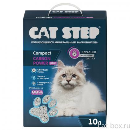 Наполнитель комкующийся минеральный CAT STEP Compact Carbon Power Plus, 10л, 8,4кг-0