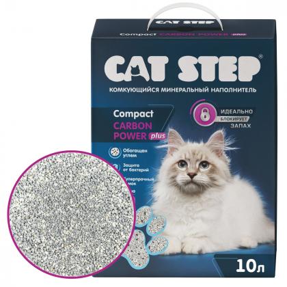 Наполнитель комкующийся минеральный CAT STEP Compact Carbon Power Plus, 10л, 8,4кг-1