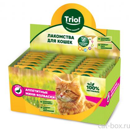 Лакомство для кошек Аппетитные мини-колбаски из утки, ШОУ-БОКС (60уп*7г), 420г-0