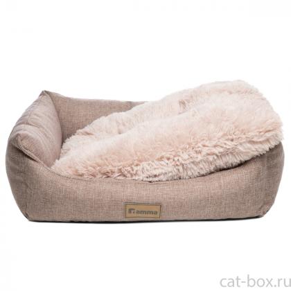 Лежанка прямоугольная "Миндаль" S, бежевая, M, бежевая, 60*47*18см-0