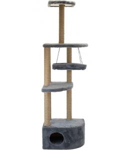 Комплекс-когтеточка "Башня угловая" с гамаком, 48*48*h171 см, джут, дымчатый