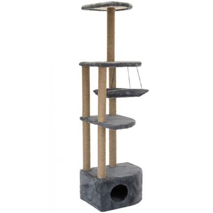 Комплекс-когтеточка "Башня угловая" с гамаком, 48*48*h171 см, джут, дымчатый-2