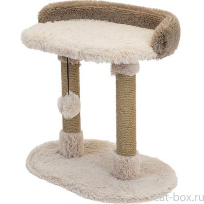 Когтеточка-лежанка овальная ПУХ-1 с двумя столбиками 58*36*h39см, джут, коричневая-0