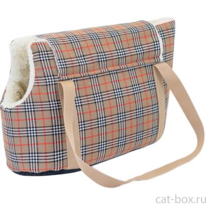 Сумка-переноска утеплённая WARM №2 с карманом 45*22*29см, клетка-0
