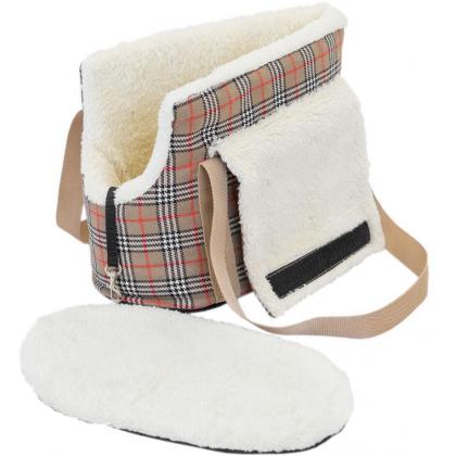 Сумка-переноска утеплённая WARM №2 с карманом 45*22*29см, клетка-1