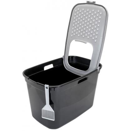 Туалет для кошек закрытый с верхним входом 59*39*h38см, черный-3