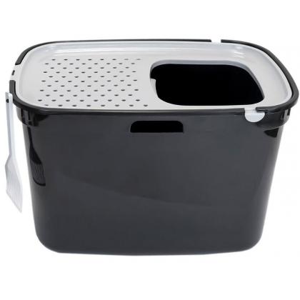 Туалет для кошек закрытый с верхним входом 59*39*h38см, черный-2