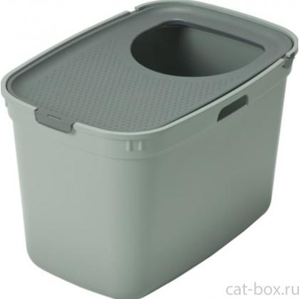 Закрытый туалет для кошек Top cat recycled, оливковый с серым 59*39*38см-0