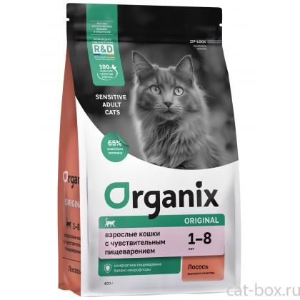 Сухой корм для взрослых кошек с лососем, фруктами и овощами для чувствительного пищеварения (Adult Sensitive Cat Salmon), 0.4кг-0