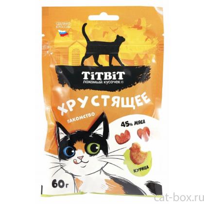 Лакомство хрустящее с курицей для кошек, 60г-0