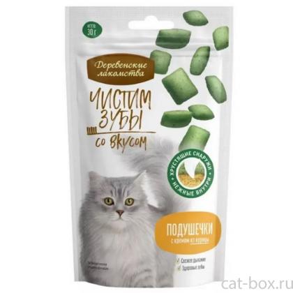 Чистим зубы для кошек Подушечки с кремом из курицы, 30г-0