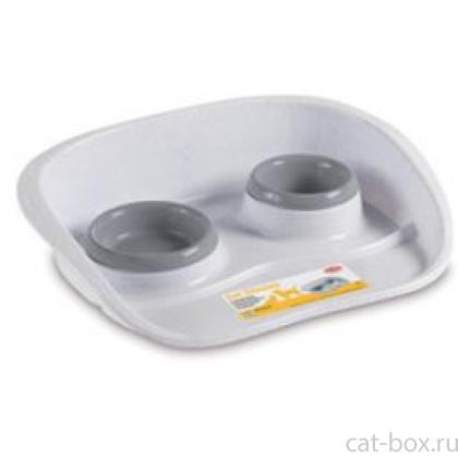 Подставка Set Dinner серая с мисками, 0,2 и 0,3 л-0