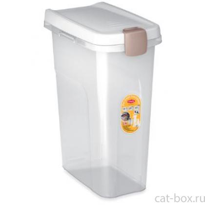Контейнер для корма, 25 л/10кг, прозрачный с белой крышкой, 39*24*51см-0
