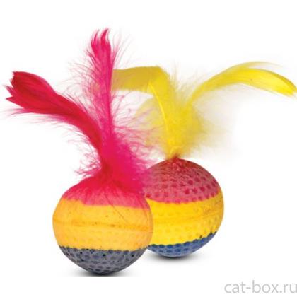 Игрушка для кошек "Мяч радужный", d3,5см, 4шт.-0