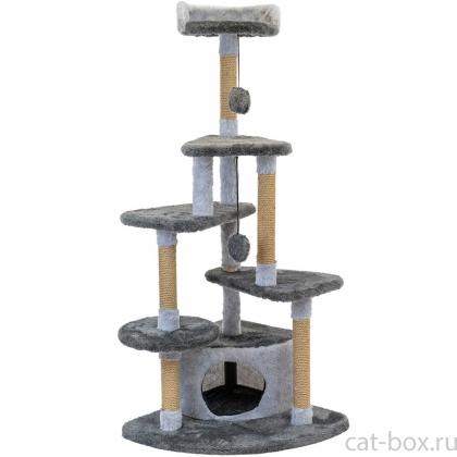 Комплекс-когтеточка "Адель" полки лучами, 59*54*133см (мех, джут) серый -0