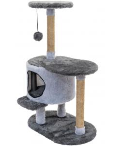 Комплекс-когтеточка "Кира" с площадкой и домиком, 56*42*90см (мех, джут) серый 