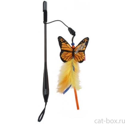 Дразнилка телескопическая с двумя насадками (бабочка + мышка), серия CARBON POWER (85010) 30см-0
