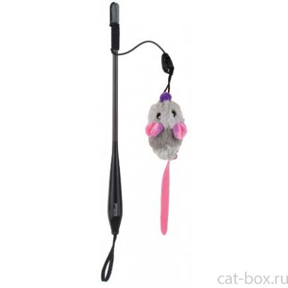 Дразнилка телескопическая с двумя насадками (рыбка + мышка), серия CARBON POWER (85011) 30см-0