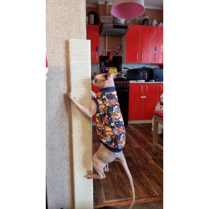 Когтеточка угловая настенная для кошек "К-500" 10*10*50 см, хлопок-1