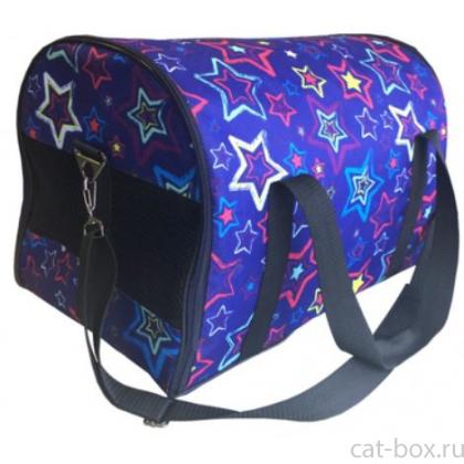 Сумка-переноска раскладная для животных, темно-синяя с принтом-0
