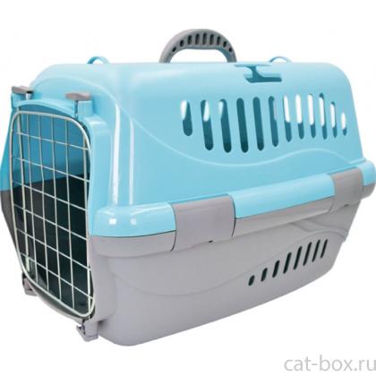 Переноска для животных "Турне" с металлической дверцей, 48*32*32см, голубая-0