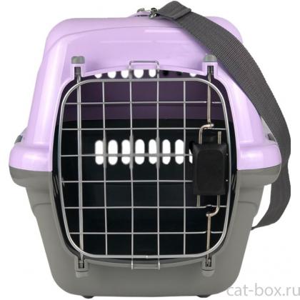 Зооэкспресс Переноска для животных "Турне" M АВИА с металлической дверцей (коврик+ремень), 54,5*36*34см, фиолетовая-0