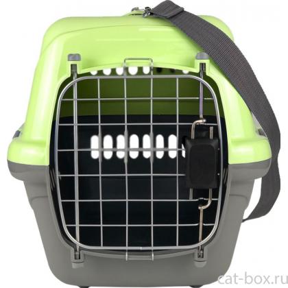 Зооэкспресс Переноска для животных "Турне" M АВИА с металлической дверцей (коврик+ремень), 54,5*36*34см, зеленая-0