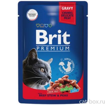 Пауч для взрослых кошек с говядиной и горошком-0