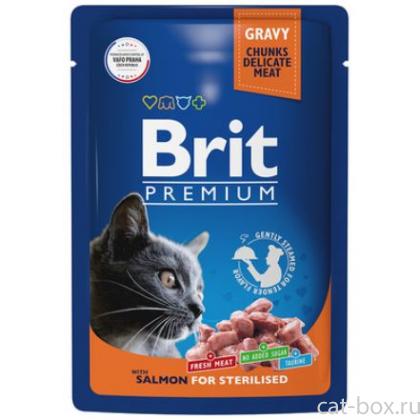 Пауч для взрослых стерилизованных кошек с лососем в соусе-0