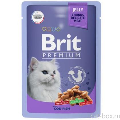 Пауч для взрослых кошек с треской в желе-0