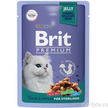 Пауч для взрослых стерилизованных кошек с уткой и яблоками в желе-0