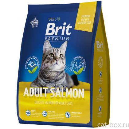 Сухой корм премиум класса с лососем для взрослых кошек-0