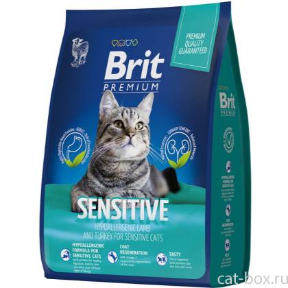 Сухой корм премиум класса с ягненком и индейкой для взрослых кошек с чувствительным пищеварением-0