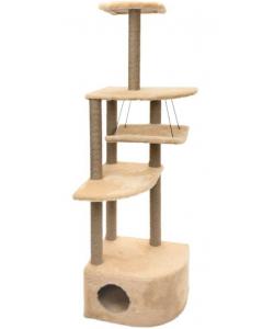 Комплекс-когтеточка "Башня угловая" с гамаком, 48*48*h171 см, джут, бежевый