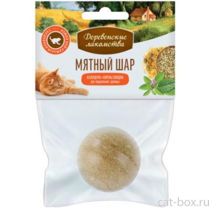 Игрушка-лакомство для кошек Мятный шар: календула + корень солодки-0