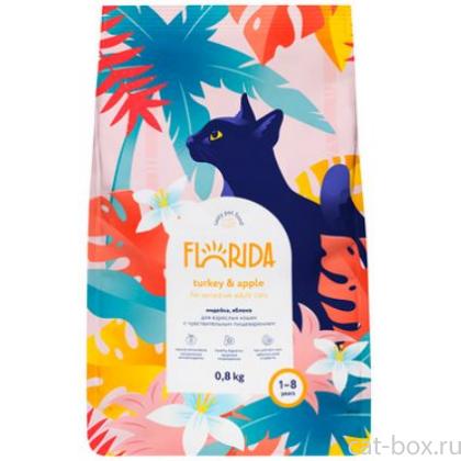Сухой корм для взрослых кошек с чувствительным пищеварением с индейкой и яблоком-0
