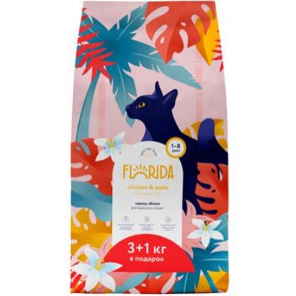 Сухой корм для взрослых кошек с курицей и яблоком-1