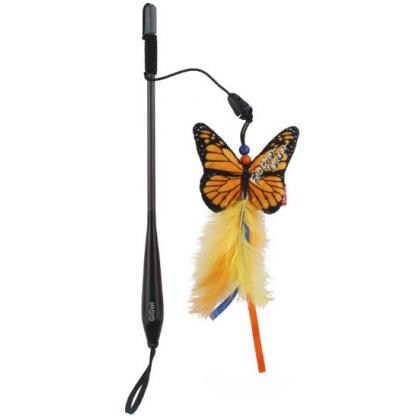 Дразнилка телескопическая с двумя насадками (бабочка+мышка) 30см, серия CARBON POWER (85010)-3