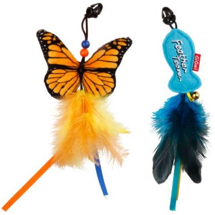 Дразнилка телескопическая с двумя насадками (бабочка+мышка) 30см, серия CARBON POWER (85010)-2