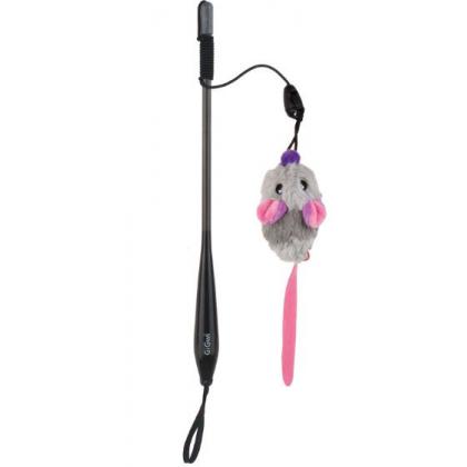 Дразнилка телескопическая с двумя насадками (рыбка + мышка) 30см, серия CARBON POWER (85011)-1