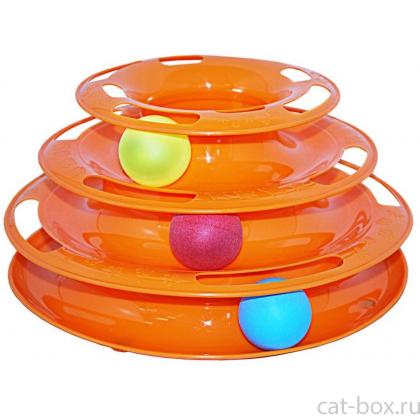 Игрушка для кошек Трэк пластиковый трехэтажный с мячиками 24,5х12см-0
