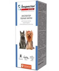 Капли ушные Inspector QUADRO для собак и кошек при отите наружного и среднего уха паразитарной и бактериальной этиологии