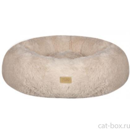 Плюшевая лежанка-пуфик "Аверон", бежевая, 80х80х25см-0