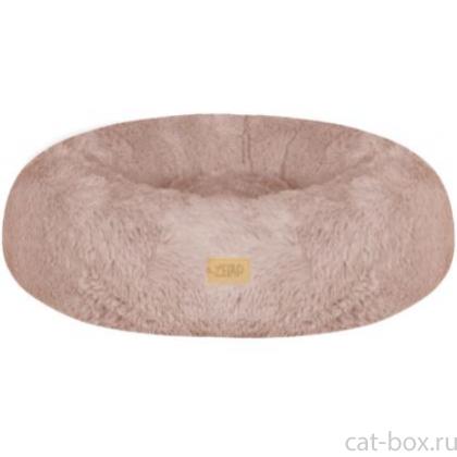 Плюшевая лежанка-пуфик "Аверон", мокко, 80х80х25см-0